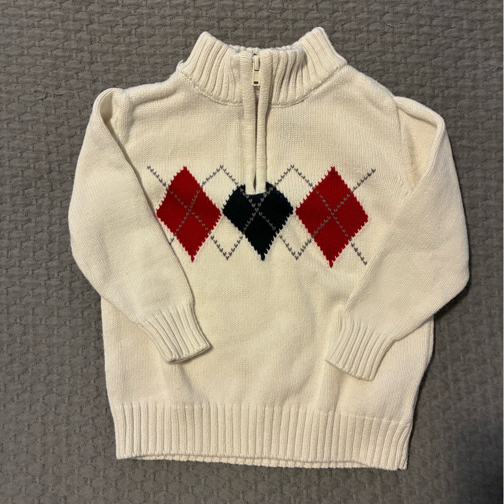 Excellent condition - Argyle Knit Quarter Zip Sweater